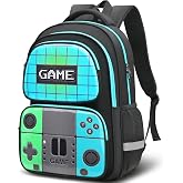 TFAUR School Backpack for Boys Kids,Gamer Boys Backpack for Elementary Middle School,17&Prime;Video Game Bookbag For Boy Ages 6-12