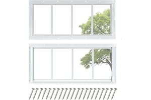 COLORPAPA 2 Pack Shed Windows, 10"x23" Transom Window Fixed Design with Tempered Glass for Shed, Chicken Coop, Playhouse, Household, Garage, Barns (White)