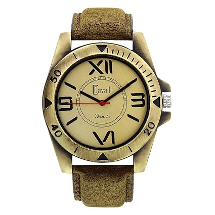 Analogue Beige Round Dial Mens And Boys Watch-Cav112