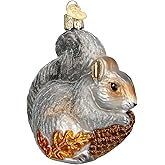 Old World Christmas Hungry Squirrel Glass Blown Ornament for Christmas Tree, Handcrafted Holiday Decoration, Wildlife Animal Collection