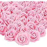 Juvale Pink Roses Artificial Flowers - 100 Pack, 3 in Stemless Foam - Bulk Artificial Blooms for Wedding Decor, Centerpiece Table Decorations & DIY Floral Arrangements