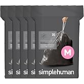 simplehuman Code M 100 Count Odorsorb&reg; Custom Fit Liners, Drawstring Odor Absorbing Trash Bags, One-by-One Mess-Free Dispense, Extra Thick &amp; Double Seamed, 50% PCR Plastic, 40-45 Liter / 11-12 Gallon