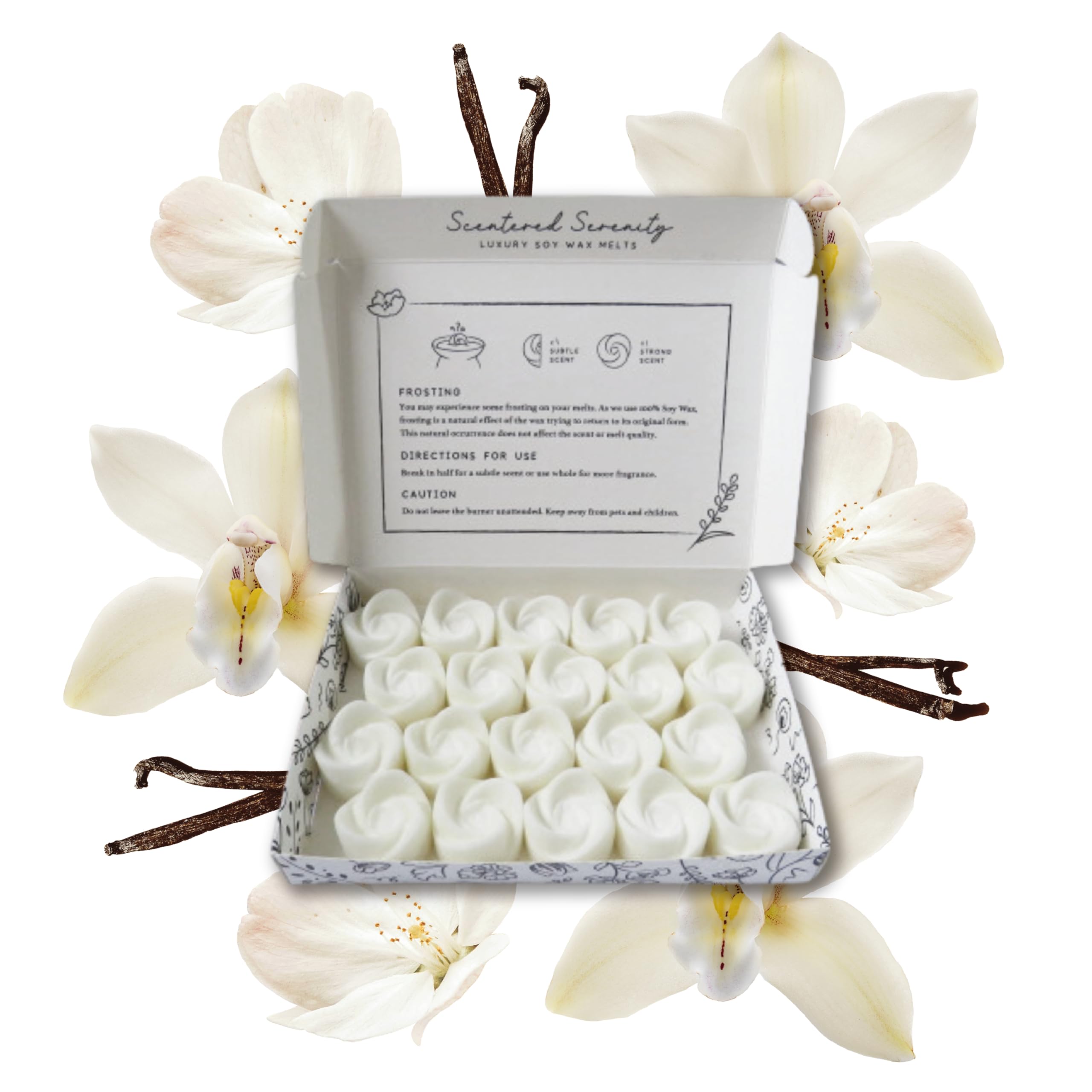 Vanilla Wax Melts| Strong Scented| 20 Pack| Luxury Gift Set Wax Melts| Over 96 Hrs Burn Time Per Box| Pet Friendly| Eco Friendly| Hand Poured in Staffordshire, UK (Vanilla)