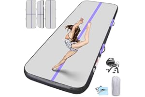 BCGA 10/13/16/20/23/26FT Inflatable Air Gymnastics Mat Gymnastics Track Training Mats 4/8inches Thickness Inflatable Gymnastics Track for Home/Yoga/Floor/Cheerleading/Water with Electric Air Pump