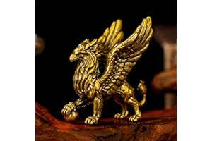 CHOVY Solid Brass Griffin Bookend Set - Heavy Duty Desk Organizer & Medieval Fantasy Decor, 100% Pure Brass Collectible Figur