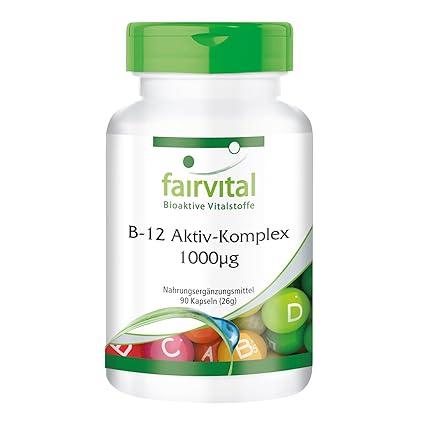 B-12 Aktiv-Komplex 1000mcg - HOCHDOSIERT - VEGAN - 90 Kapseln - Methylcobalamin, Hydroxocobalamin, Adenosylcobalamin