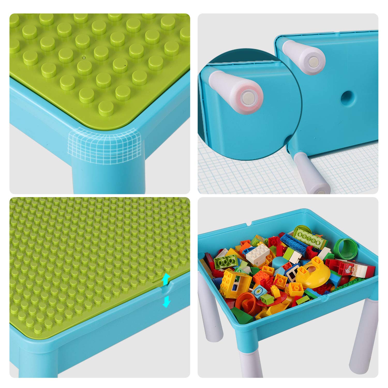 Kids 5 In 1 Multi Activity Table Set 128 Pieces Large Building