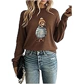 RoseSeek Women's Cartoon Graphic Sweaters Crew Neck Long Sleeve Pullover Sweaters Fall Tops
