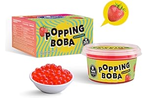 Flavfar Strawberry Popping Boba Pearls | Popping Boba for Fruit Tea, Bubble Tea, Yogurt, Ice Cream, Desserts, Snacks & Toppings | Add Fun Flavor - 490g 1 Pack