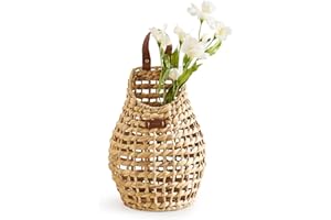 LGENHOOM Woven Front Door Basket Water Hyacinth Wall Hanging Basket Decorative Boho Mounted Organizer for Dried Flower Plants Storage Basket for Garden, Home, and Farmhouse Décor (B_Hyacinth)