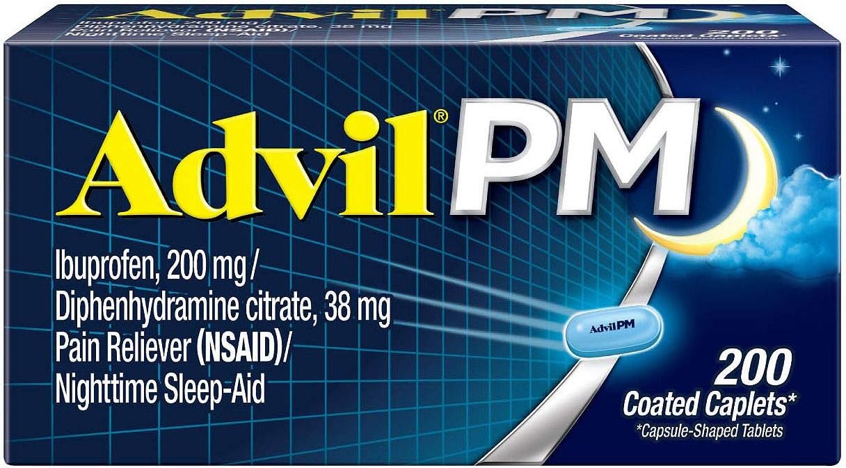 Advil PM Pain Reliever Nighttime Sleep Aid Coated Caplet, 1 Pack - 200 Count