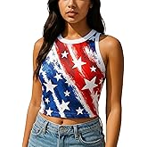 4th of July Patriotic Tank Tops for Women American Flag Crop Tops Sleeveless Shirts