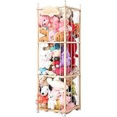 Nuoex Stuffed Animal Storage, Wooden Zoo Toy Storage Holder with Wheels, Extra Large Capacity Stuffed Animals Organizer Cage, Soft Toy Stuffed Animal Holder Tower for Nursery Playroom Bedroom