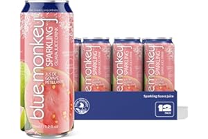 Blue Monkey Sparkling Guava Juice - Real Fruit Juice, No Sugar Added, All Natural, Lightly Carbonated, Halal Certified - Refreshing Tropical Sparkling Water Alternative - 11.2oz (330ml) 12 Pack (11.2oz, Guava Juice)