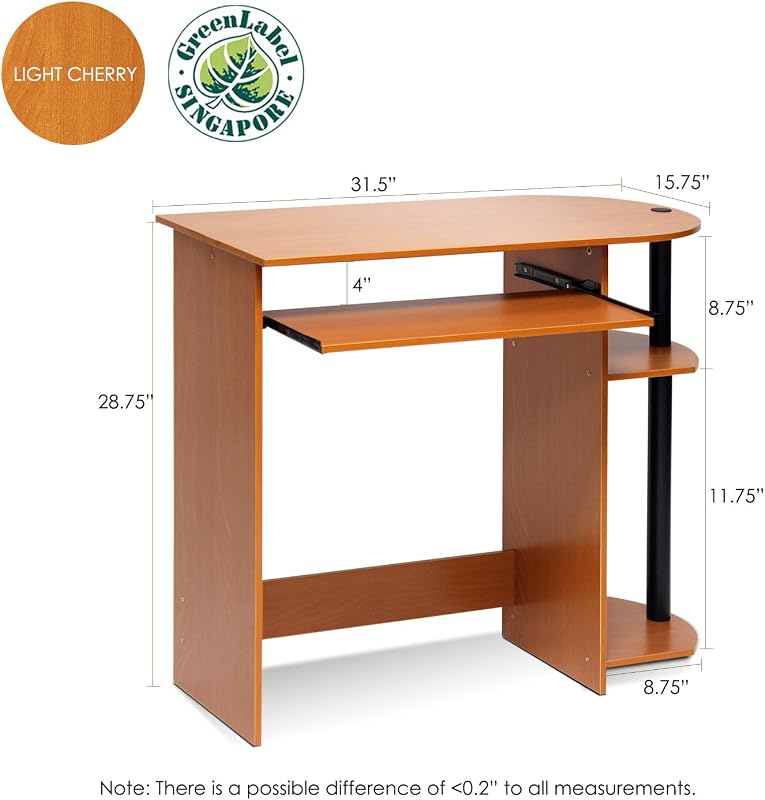 Bureaux d'Ordinateur, Bois, Cerisier Clair/Noir, Taille Unique, Light Cherry, One Size