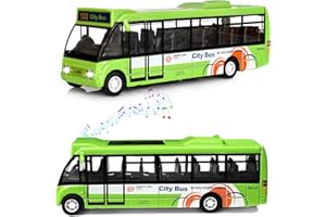 Crelloci City Bus Toy for Kids, Die Cast City Stagecoach Buses Pull Back Play Vehicle with Sound and Light Up Metal Cars Model for Boys Girls Age 3+ Years Old