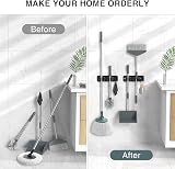 Cosicosy SUS304 Stainless Steel Mop Holder Wall Mounted 2 Racks with Hook view 2