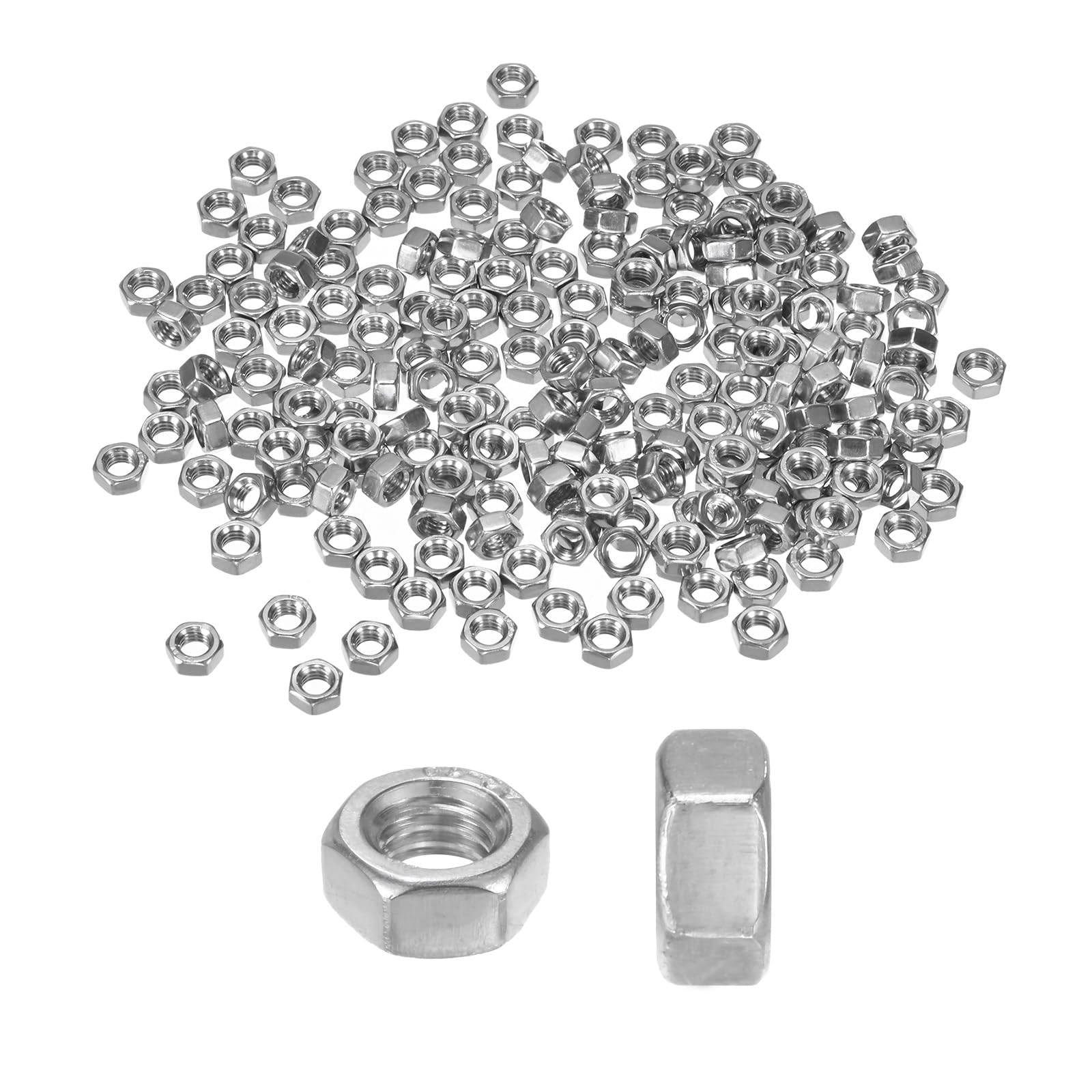 M METERXITY 200-Pack Metric Hex Nuts M5 x 0.8mm Thread Stainless Steel Hexagon Nut Hex Nut Metric Nuts for Machinery/Automotive/Repair/Industrial