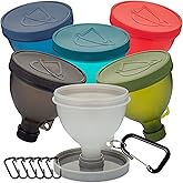 Protein Funnel [6 Pack] Patented Funnels with Stand for Filling Water Bottles, Shaker Bottles w/Protein Powder, Supplement Storage Set, Take to Go or Kitchen Use, Keychain for Shaker Cup, BPA Free