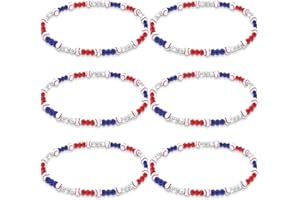 Liliaafar 6 Pcs Baseball Beaded Necklace for Teenager Bling Rhinestone Clay Beaded Necklace Gifts for Sports Team Fans