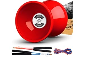MAGICYOYO Diabolo Pro Triple Bearing, High Performance Red Chinese Yoyo Ball Toy Medium Size 5' with Extra 2 Pair Carbon Stic