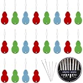 KUUQA 20 Pieces Needle Threaders Gourd Shaped Plastic Needle Thread Detector with 1 Set Assorted Sizes Hand Sewing Needles