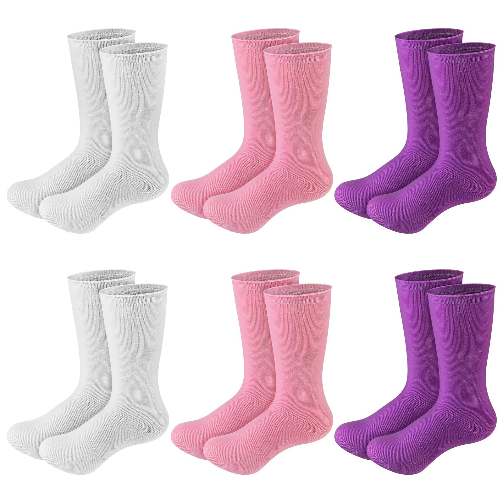Photo 1 of Shinymoon 6 Pair Seamless Afo Interface Socks Sensory Seamless Interface Cotton Non Binding Afo Socks(M,White, Pink, Purple)