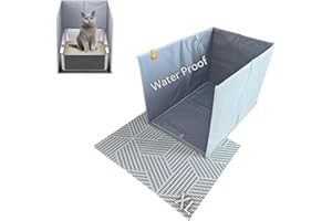 Gesomepurrz Extra Large Cat Litter Box Enclosure with Litter Mat, Open Top High Side, All-in-One Waterproof Splash Guard for Pet Litter Pan, Scratch Proof Cover for Cat Litter Boxes