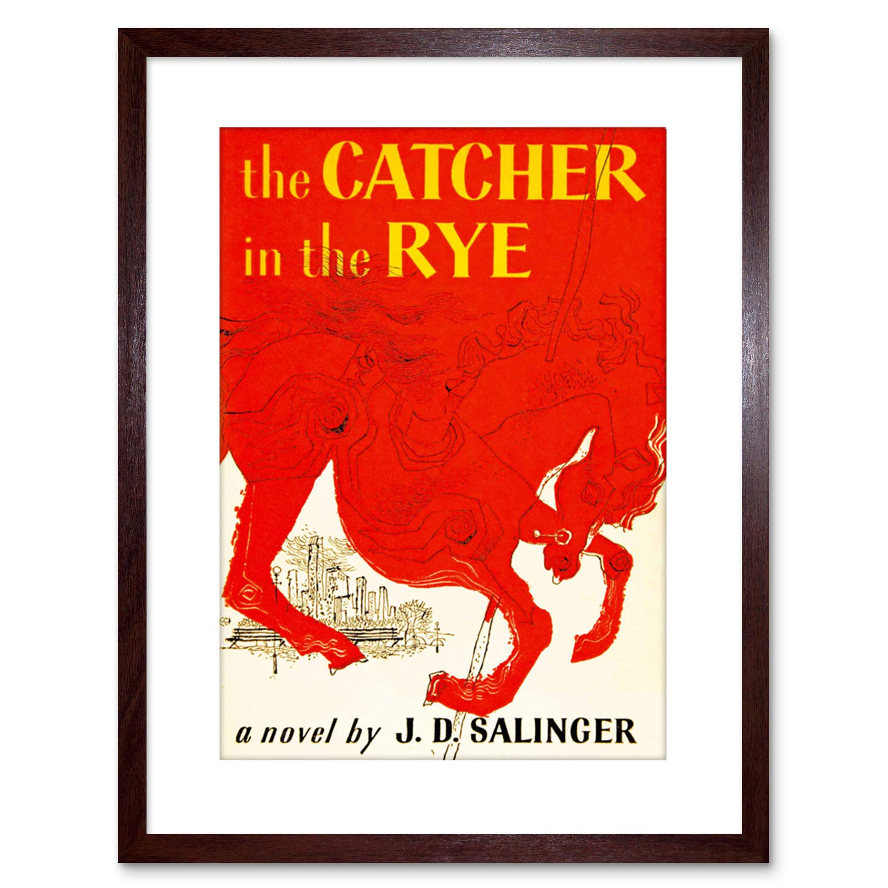 Wee Blue Coo 9x7 '' BOOK CATCHER RYE SALINGER CLASSIC RED HORSE CITY FRAMED ART PRINT F97X207