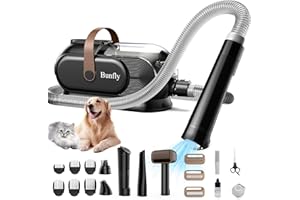 Bunfly Dog Grooming Kit with 13000kpa Strong Grooming & Vacuum Suction 99% Pet Hair,3L Capacity,11 Grooming Tools Dogs Cats and Other Animals,Home and Car Cleaning -Black