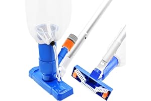 SPINLALA Upgraded Handheld Pool Vacuum for above Ground Pool - Portable Swimming Pool Jet Cleaner Kit with Brush, 5 Section Poles of 70", Small Underwater Vacuum for Spas, Ponds, and Fountains