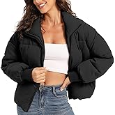 Acubozzntb Women's Puffer Jacket Long Sleeve Zip Up Warm Baggy Winter Jackets for Women