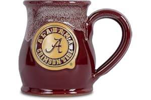 Greater Distance University of Alabama - Alabama Crimson Tide - 14oz Two-Tone Tall Belly Mug, Handmade Large Ceramic Coffee Mug with Team Logo, Premium Deneen Pottery Made in USA