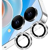 YWXTW for Samsung Galaxy Z Flip 7 Camera Lens Protector, Bling Glitter Individual Anti Scratch Metal Ring Tempered Glass Camera Screen Protector for Z Flip 7 Accessories 2025 Glitter-Silver