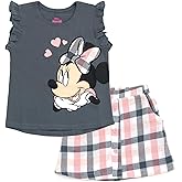 Disney Lilo & Stitch The Aristocats Minnie Mouse Girls T-Shirt and Plaid Skirt Toddler to Big Kid