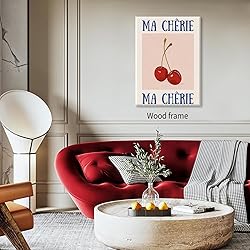 Funky Cherry Wall Art Vintage Red Blue Aesthetic