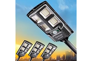 KingHe Solar Street Lights Outdoor: Dusk to Dawn Solar Parking Lot Lights with 3 Modes Motion Sensor Remote Control, Security Waterproof Commercial Solar Lights for Outside, Yard, Garage, Driveway