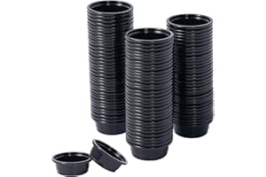 SLSON 100Pcs 0.5oz Gecko Feeding Cups Reptile Food and Water Black Feeding Dish for Lizards, Tortoise,Bearded Dragon Crested 