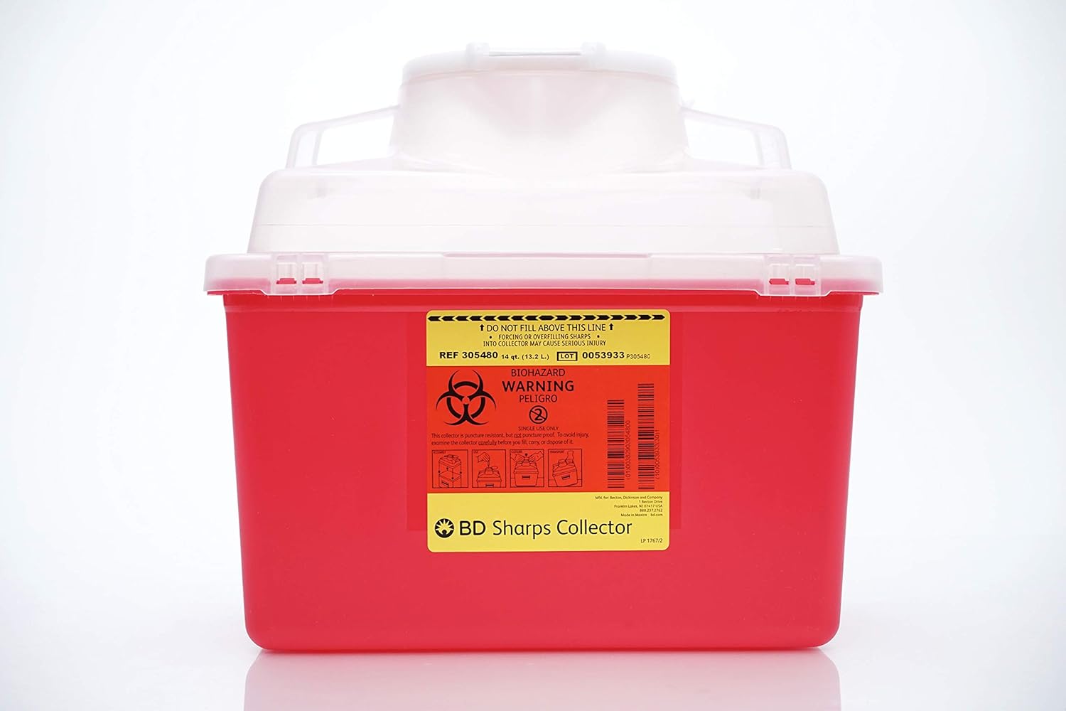 Becton Dickinson Sharps Collectors, Multi-Use, 14QTS 13.2L, 305480 (Case of 20), red: Industrial & Scientific