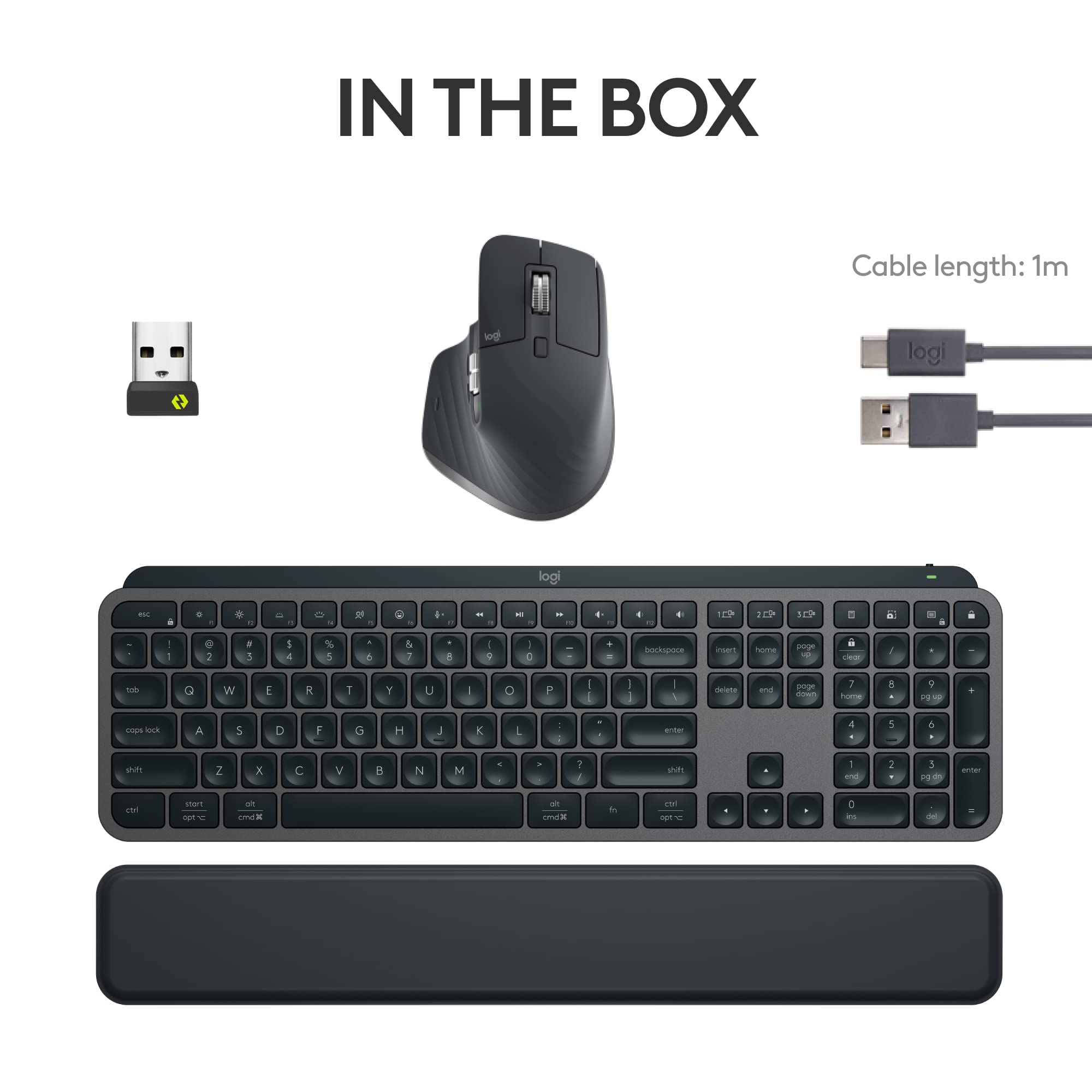 Logitech MX Keys S Combo - Performance Wireless Keyboard and Mouse with Palm Rest, Customizable Illumination, Fast Scrolling, Bluetooth, USB C, for Windows, Linux, Chrome, Mac