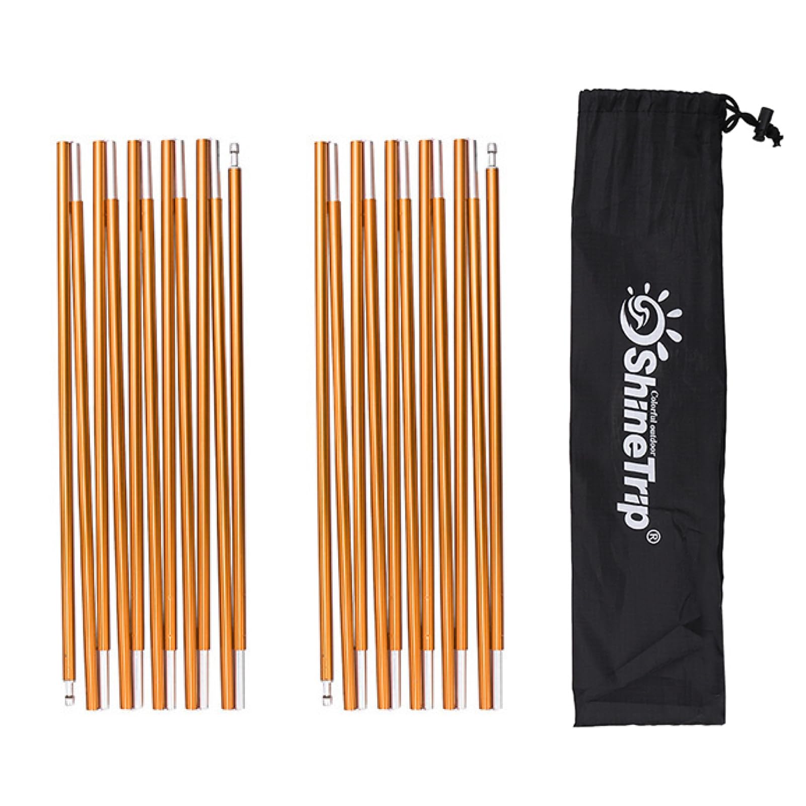 Azarxis Tent Pole Replacements Set of 2, Aluminum Tent Rod with Elastic Shock Corded Adjustable Tent Support Frames Repair Kit Tent Accessories Camping Equipment for Hiking Backpacking (Gold - 4.04m)