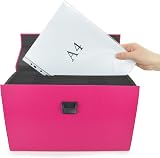 Rapesco 1554 19-Part Expanding Box File A4+ Pink with Handle view 7