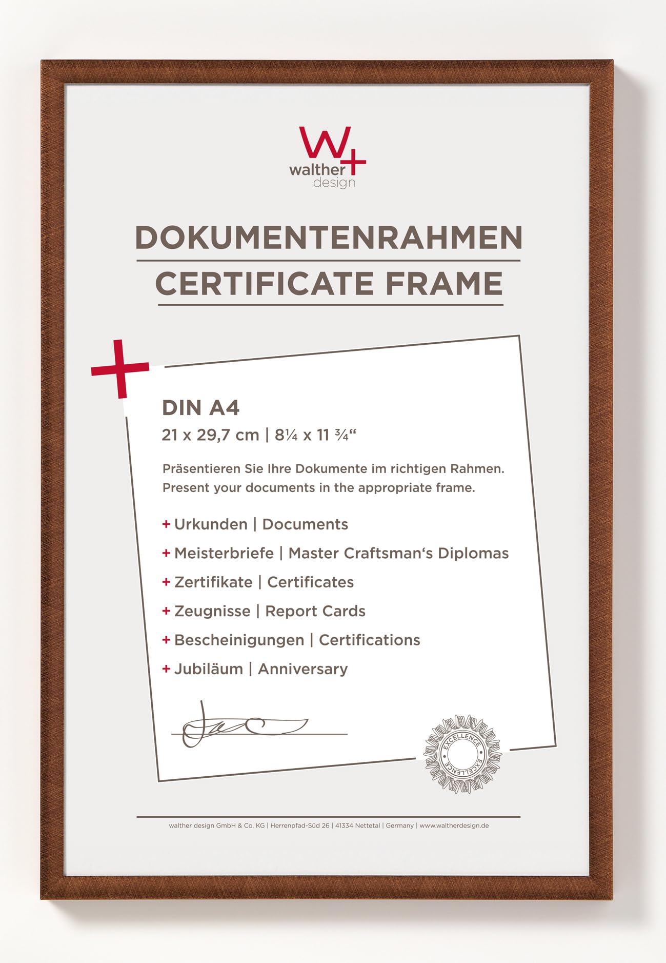 walther design Picture Frame bronze 21 x 29,7 cm (DIN A4) New Lifestyle Plastic Frame KV130J — image 1