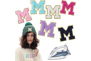 Aganmi 6Pcs Iron on Transfer Letter Patches,Chenille Letter Patches,2inch Preppy Varsity Letter Patches for Clothing Shirts Hats Jackets Sport Jerseys Jeans Shoes Backpacks and DIY Craft,M