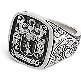 ElmasIs Coat of Arms Ring, Family Crest Ring, Personalized Men's Signet Ring, Sterling Silver, Gold Plated