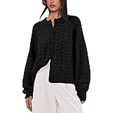 Tomosc Cable Knit Cardigan for Women Open Front Sweater Casual Loose Long Sleeve Button Outerwear Coats