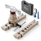 VEVOR Flaring Tool HVAC, 45&deg; Eccentric Single Flaring Tool for 1/4"-3/4" &amp; 6-19mm Copper Aluminum Tubes - with Metric &amp; SAE Clamps, Tube Cutter &amp; Toolbox for Refrigeration Air Conditioner Repair
