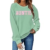 LAZYCHILD Auntie Sweatshirts for Women Cool Aunt Shirts Auntie Crewneck Sweatshirts Aunt Gifts Long Sleeve Pullover Tops