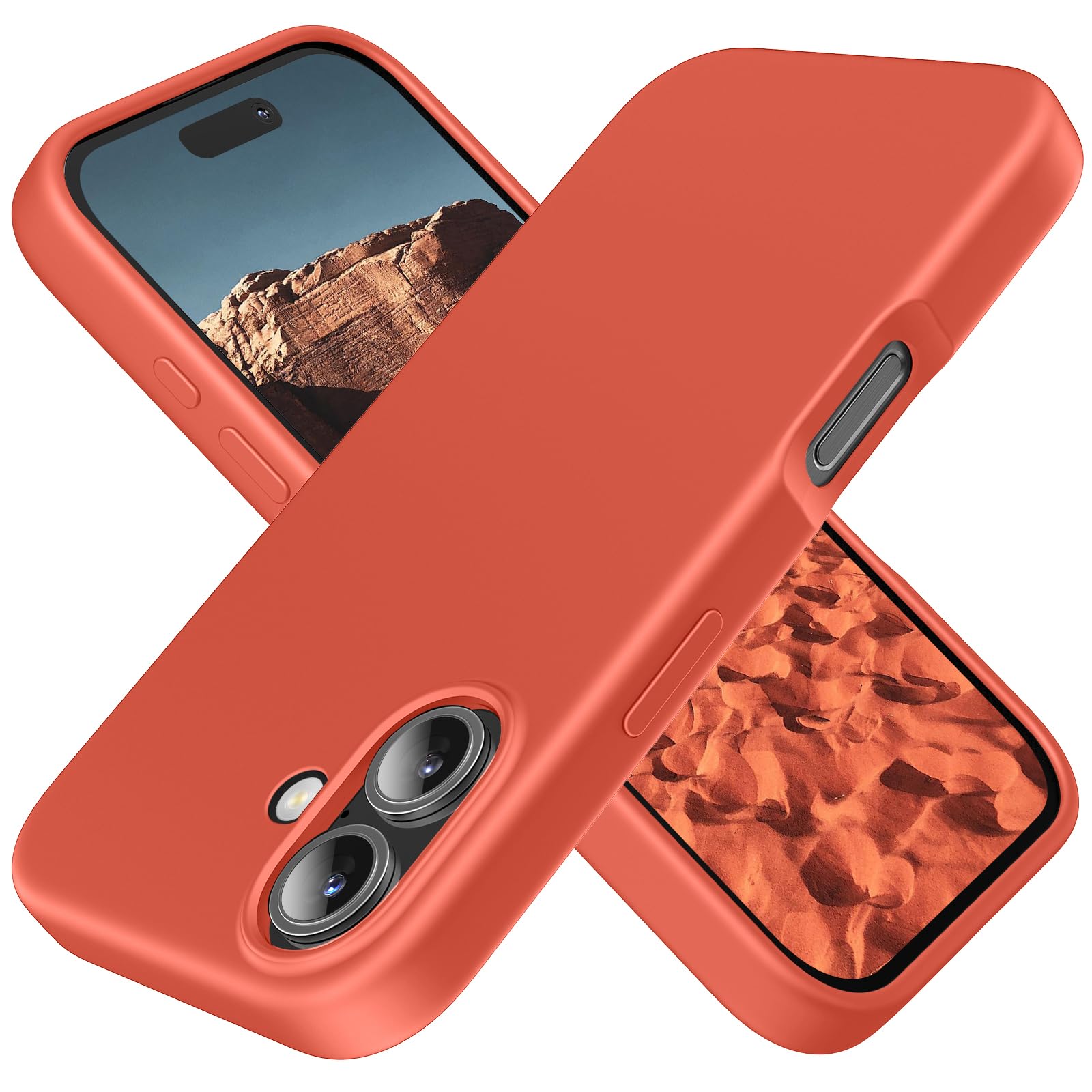 TAXXOE Silicone Case Compatible with iPhone 16 Case Soft Ultra Slim Protective Shockproof Liquid Silicone Phone Case,Anti-Scratch Microfiber Lining, 6.1" Apricot