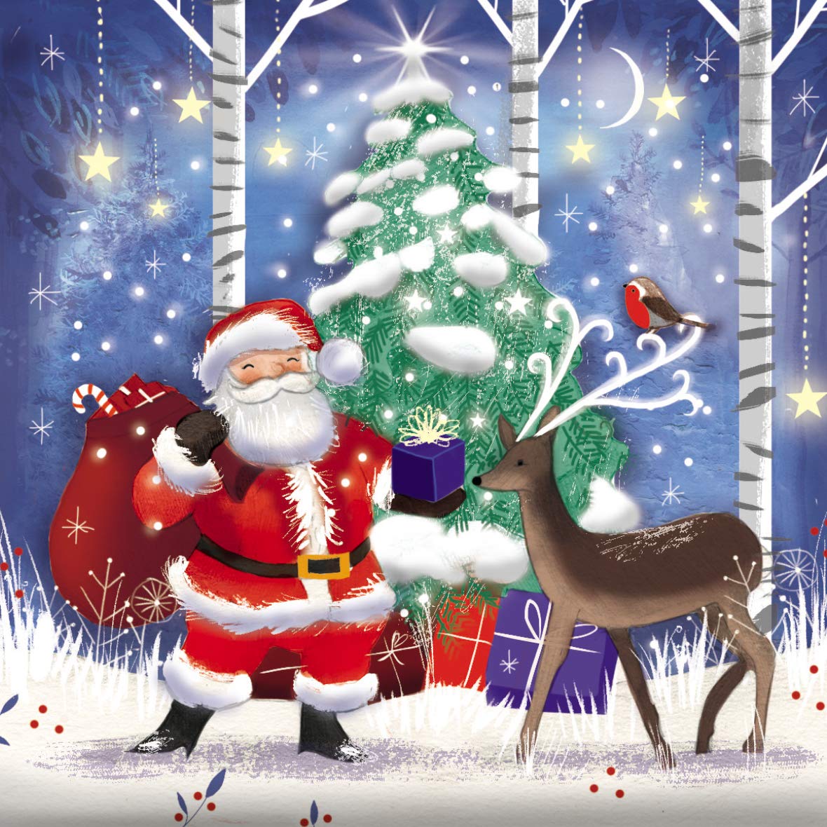 Pack of 8 Santa & Reindeer Mini Charity Christmas Cards Multiple Charities ASCX0284